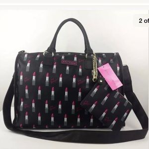 Betsey Johnson Lipstick weekender duffle Bag NWT